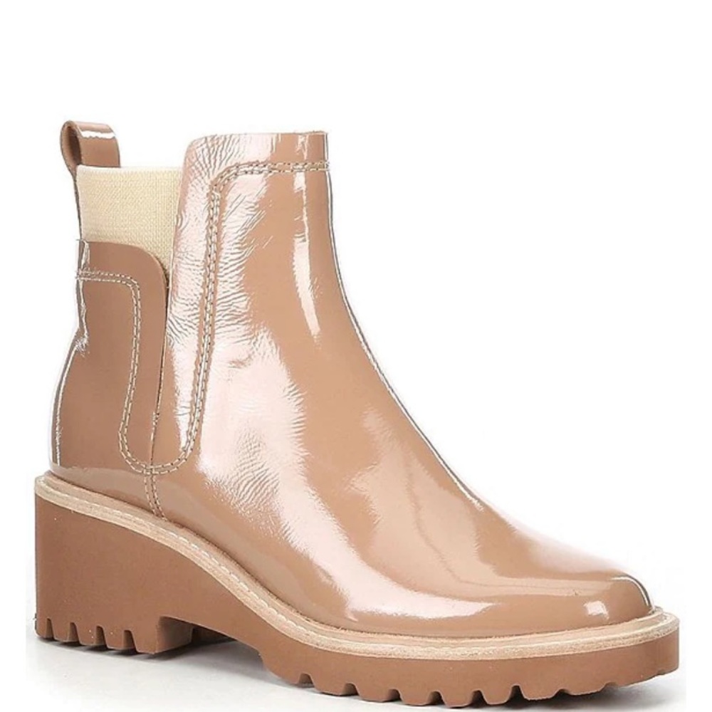 HUEY BOOTIES IN CAFE PATENT